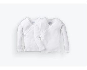 Product Image and Link for GB 2-Pk White Snap shirt with Mitten Cuffs Newborn