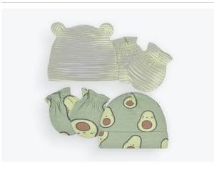 Product Image and Link for GB Baby Avocado Caps & No Scratch Mittens Set (size: 0-6 Months)