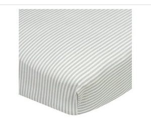 Product Image and Link for GB Baby Grey/White strips Knit Fitted crib sheet