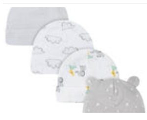 Product Image and Link for GB Newborn Grey\White Caps- 4Piece