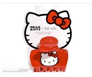 Product Image and Link for Hello Kitty X KITSCH Recycled Plastic Puffy Medium Hair Clips