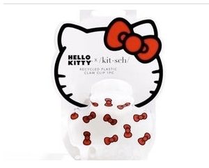 Product Image and Link for Hello Kitty X KITSCH Recycled Plastic Puffy Medium HairClip