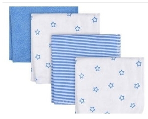 Product Image and Link for 4-Pack Baby Boys Stars Washcloths