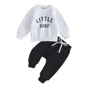 Product Image and Link for Little Dude Monochrome 2 PCS Set 12MONTHS