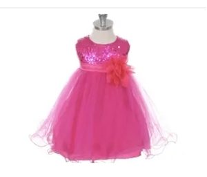 Product Image and Link for Sequin Party Baby Dress with 3D Mesh Flower and Sash