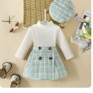 Product Image and Link for Stylish Plaid turquoise Baby Outfit