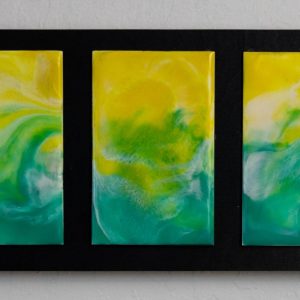 Product Image and Link for Wave Tryptic – Encaustic Painting