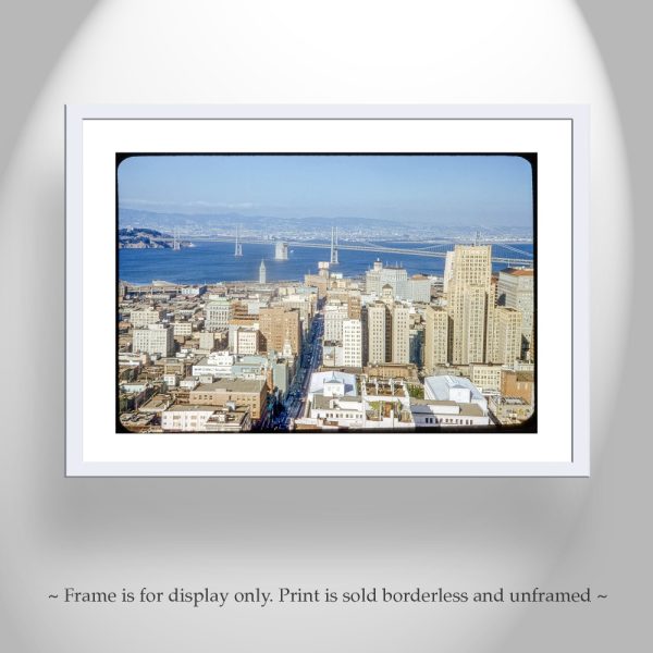 Product Image and Link for Vintage San Francisco Skyline Photograph with View of Bay Bridge and Bay – Historic City Art Print | California Wall Art