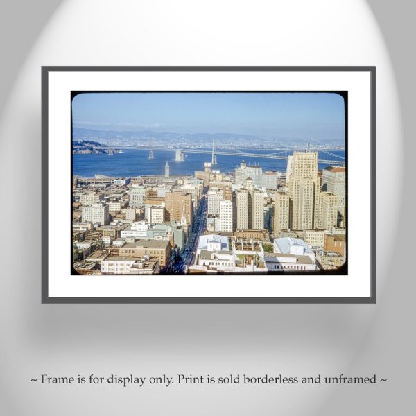 Product Image and Link for Vintage San Francisco Skyline Photograph with View of Bay Bridge and Bay – Historic City Art Print | California Wall Art