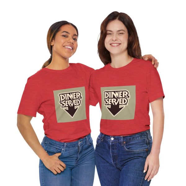 Product Image and Link for Retro Dinner Served Unisex Tee, Perfect for Food Lovers, Kitchen Decor, Events, Casual Wear, Gift for Chefs