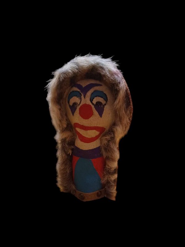 Product Image and Link for Tiny Carnival Knockdown Punk Doll Two-Ttone Faux Fur Edge Clown 8 inch Tall