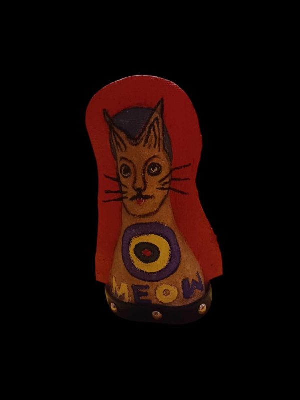 Product Image and Link for Hand Painted Carnival Knockdown Punk Doll Cat 9 1/2 inch tall