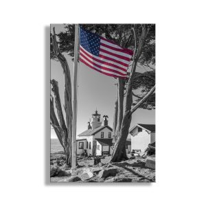 Product Image and Link for Crescent City California Lighthouse Picture in Black and White