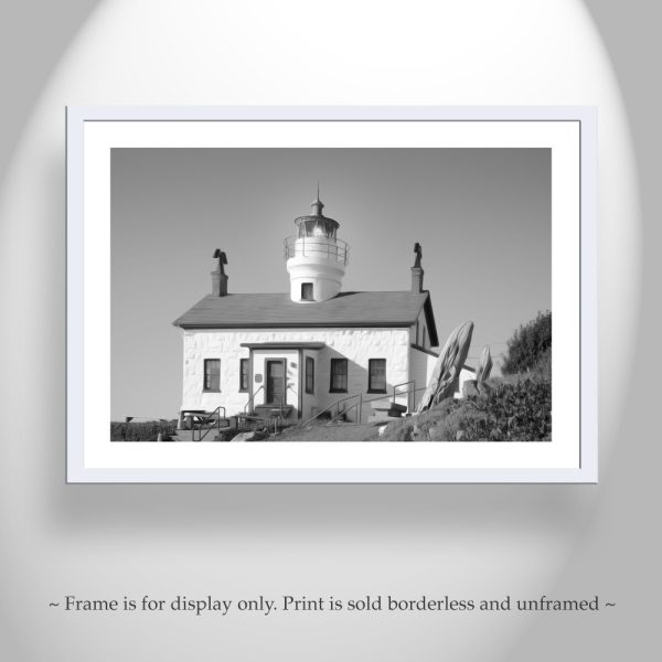 Product Image and Link for Crescent City California Battery Point Lighthouse Art Print in Black and White