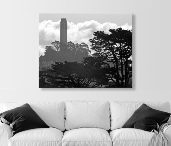 Product Image and Link for Coit Tower San Francisco Art Photography in Black and White as Living Room Decor