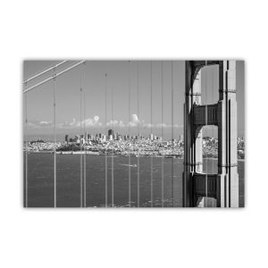 Product Image and Link for Golden Gate Bridge San Francisco Skyline Black and White Photograph