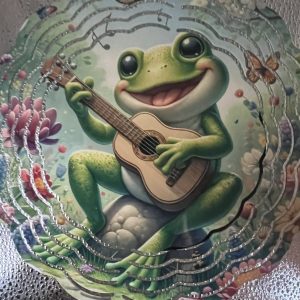 Product Image and Link for Frog playing guitar 8” windspinner