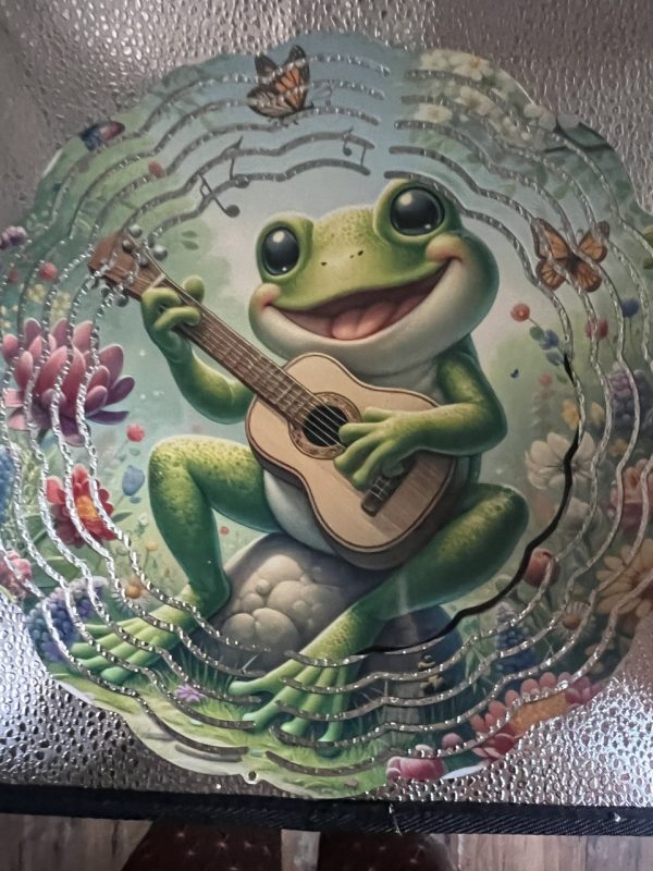 Product Image and Link for Frog playing guitar 8” windspinner