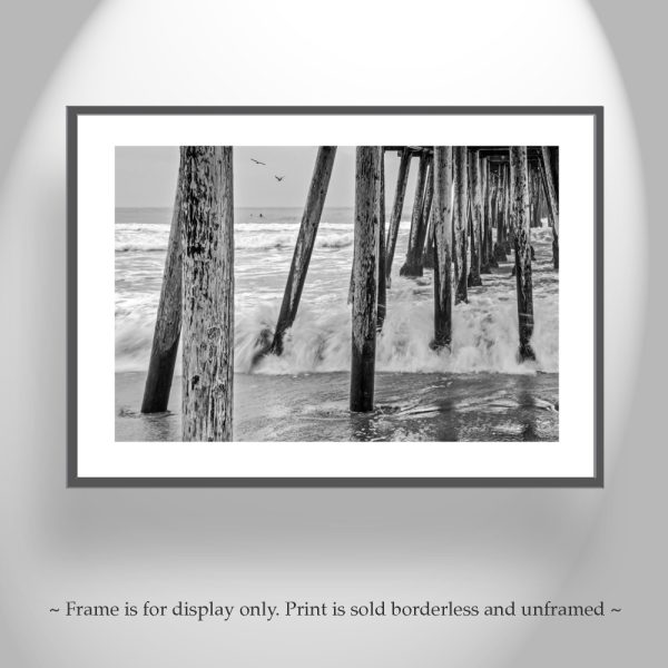 Product Image and Link for San Diego Wall Art with Imperial Beach Pier in Black and White as Home Decor Gift