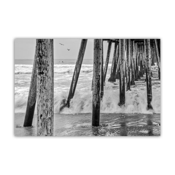 Product Image and Link for San Diego Wall Art with Imperial Beach Pier in Black and White as Home Decor Gift