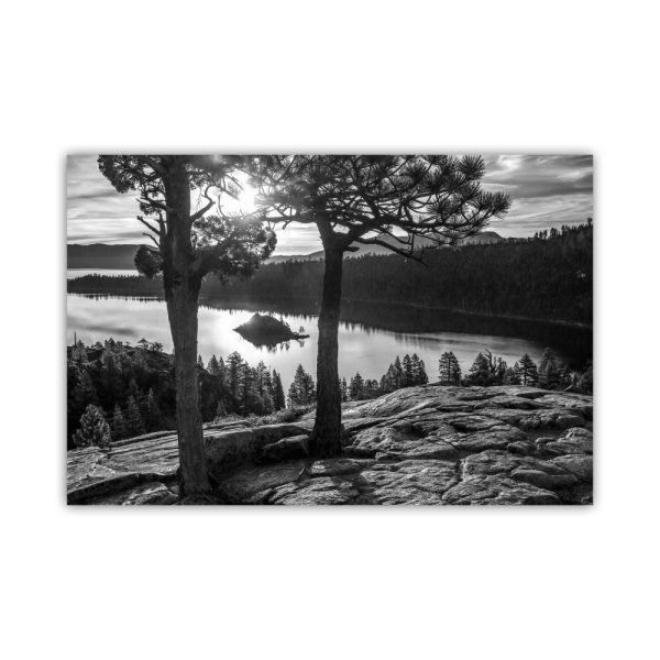 Product Image and Link for Black and White Lake Tahoe Photograph at Emerald Bay