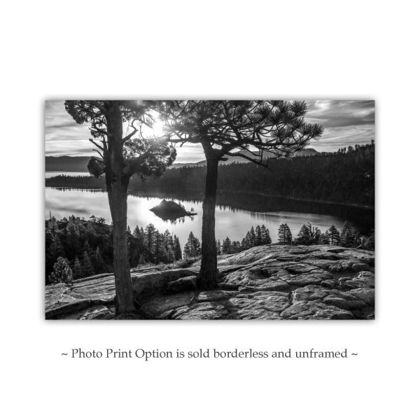 Product Image and Link for Black and White Lake Tahoe Photograph at Emerald Bay