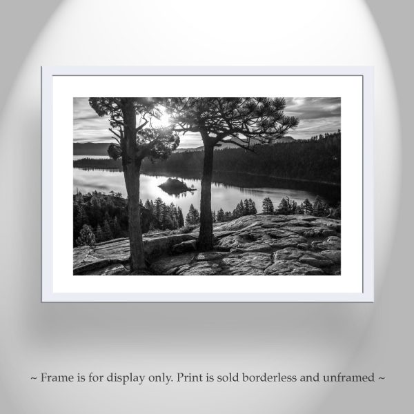 Product Image and Link for Black and White Lake Tahoe Photograph at Emerald Bay