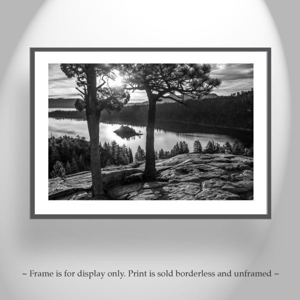 Product Image and Link for Black and White Lake Tahoe Photograph at Emerald Bay