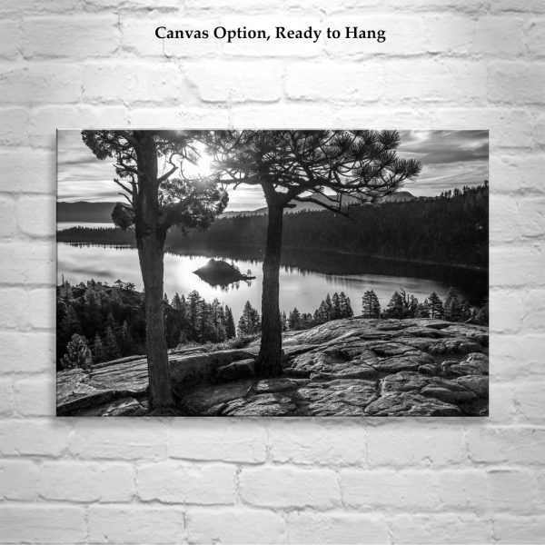 Product Image and Link for Black and White Lake Tahoe Photograph at Emerald Bay