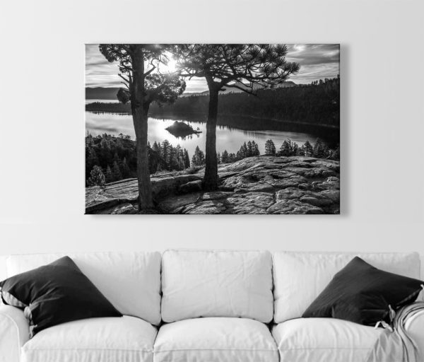 Product Image and Link for Black and White Lake Tahoe Photograph at Emerald Bay