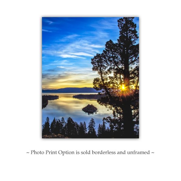 Product Image and Link for Lake Tahoe Art Photo Print with Emerald Bay Sunrise