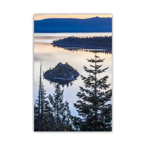 Product Image and Link for Lake Tahoe Photography Art Print with Emerald Bay Sunrise | Ponderosa Pine Tree Silhouette