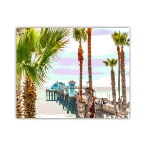 Product Image and Link for Oceanside Pier Art Print at San Diego California Coast | Beautiful Beach Palm Trees | California Living Gift Photo