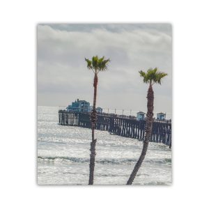 Product Image and Link for Oceanside Pier San Diego California Beach Photography Art Print with Palm Trees as Home Decor