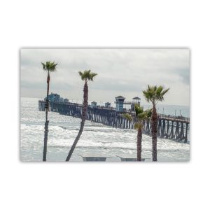 Product Image and Link for Oceanside California San Diego Art Print | Pacific Ocean Pier and Beach Palm Trees | Living Room Decor