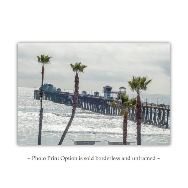 Product Image and Link for Oceanside California San Diego Art Print | Pacific Ocean Pier and Beach Palm Trees | Living Room Decor