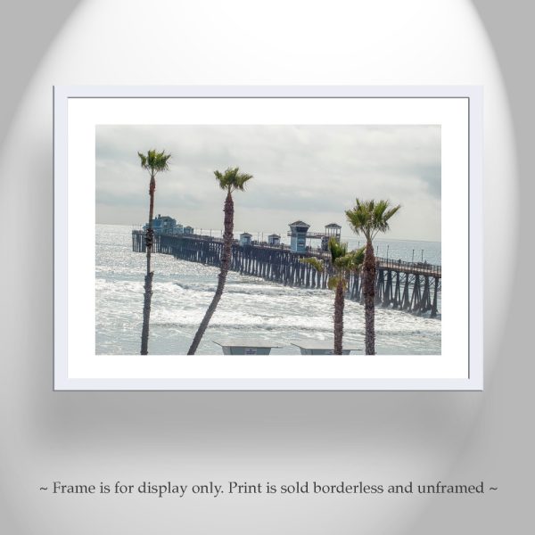 Product Image and Link for Oceanside California San Diego Art Print | Pacific Ocean Pier and Beach Palm Trees | Living Room Decor