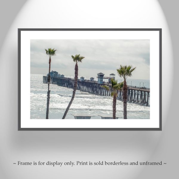 Product Image and Link for Oceanside California San Diego Art Print | Pacific Ocean Pier and Beach Palm Trees | Living Room Decor