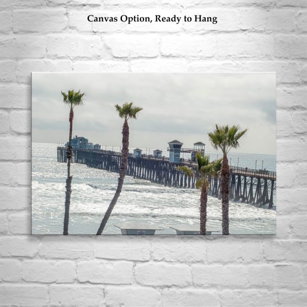 Product Image and Link for Oceanside California San Diego Art Print | Pacific Ocean Pier and Beach Palm Trees | Living Room Decor