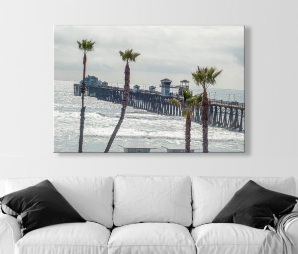 Product Image and Link for Oceanside California San Diego Art Print | Pacific Ocean Pier and Beach Palm Trees | Living Room Decor