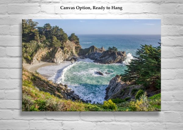 Product Image and Link for Big Sur Beach Photography at McWay Falls California Coast Wall Decor Gift Art