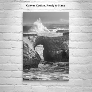 Product Image and Link for Mendocino Coast Vertical Wall Art Print with Northern California Ocean Waves in Black and White