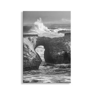 Product Image and Link for Mendocino Coast Vertical Wall Art Print with Northern California Ocean Waves in Black and White