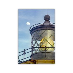 Product Image and Link for Cabrillo Lighthouse Photograph with Moon on Mendocino California Coast by MurrayBolesta