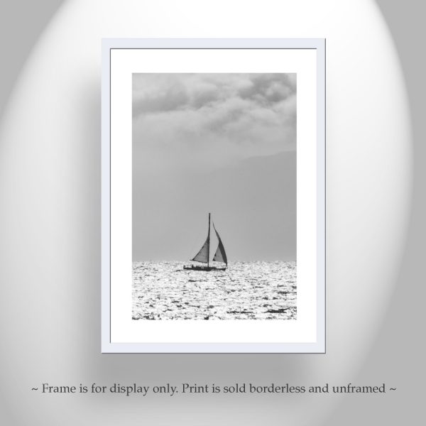 Product Image and Link for Sailboat Photography Print in Black and White on San Francisco Bay