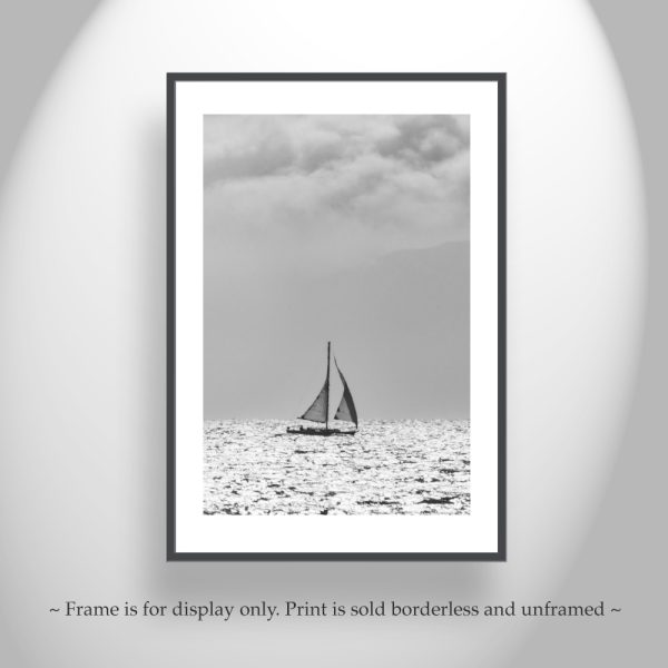 Product Image and Link for Sailboat Photography Print in Black and White on San Francisco Bay