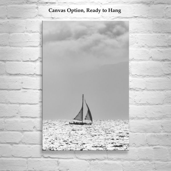 Product Image and Link for Sailboat Photography Print in Black and White on San Francisco Bay