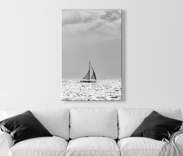 Product Image and Link for Sailboat Photography Print in Black and White on San Francisco Bay