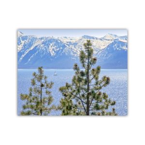 Product Image and Link for Lake Tahoe Art Photography with Sailboat in Springtime