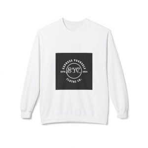 Product Image and Link for EYC Express Yourself Crewneck Sweatshirt – Unisex Midweight Fleece with QR Code